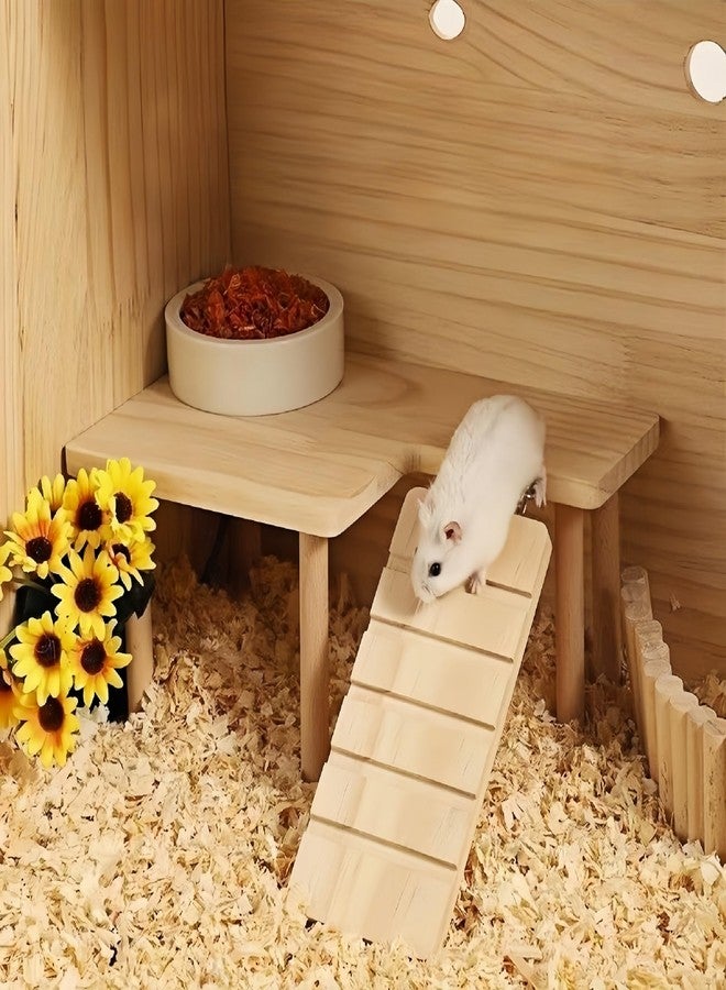 Feiena Wooden Hamster Platform for Hamster Cage Accessories Climbing Toys Dwarf Syrian Hamster Gerbil Rat Mice Degus or Other Small Pets (Rectangle) - Image 4